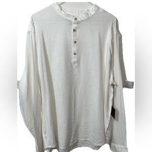 NWT Saks Fifth Avenue Mens Henley XXL Linen Blend Old Money Classic Resort